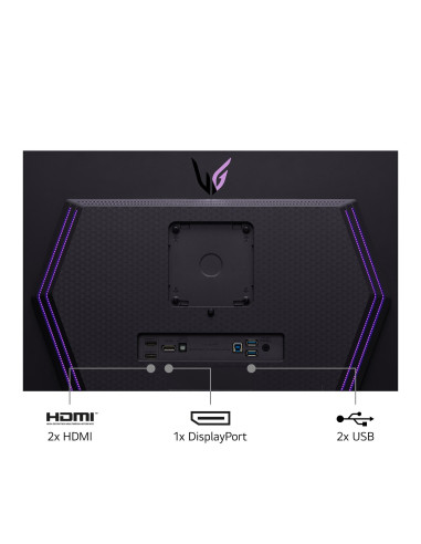 Monitor, LG, 27GS95QE-B, 26.5", Gaming, Panel OLED, 2560x1440, 16:9, 240Hz, 0.03 ms, Swivel, Pivot, Height adjustable, Tilt, 27