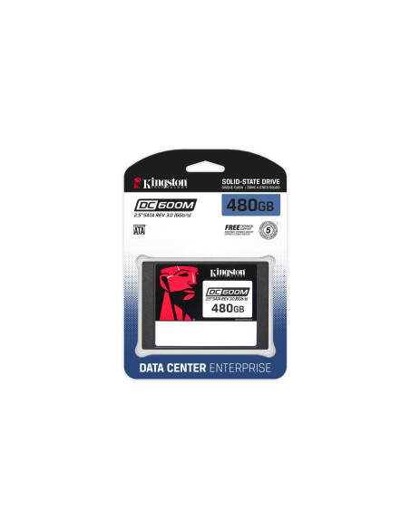 SSD, KINGSTON, DC600M, 480 GB, 876xTBW rating, MTBF 2000000 h, Read speed 560 MB/s, Write speed 470 MB/s, Serial ATA III, 2.5",