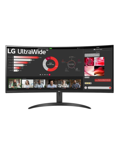 LCD Monitor, LG, 34", Curved/21 : 9, Panel VA, 3440x1440, 21:9, 100 Hz, 5 ms, Tilt, 34WR50QK-B