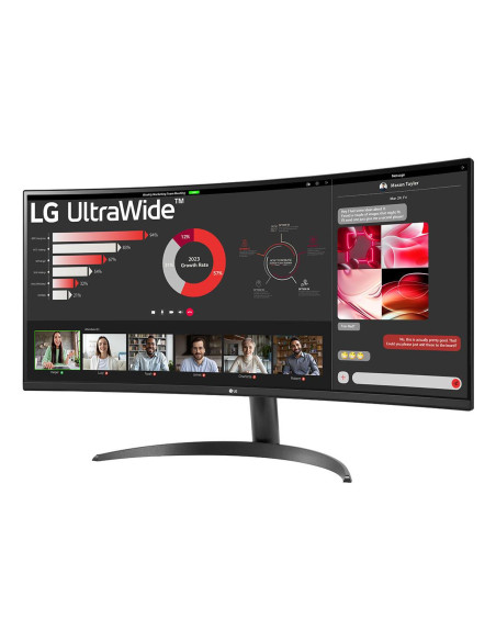 LCD Monitor, LG, 34", Curved/21 : 9, Panel VA, 3440x1440, 21:9, 100 Hz, 5 ms, Tilt, 34WR50QK-B