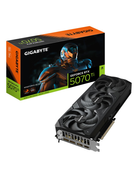Graphics Card, GIGABYTE, NVIDIA GeForce RTX 5070 Ti, 16 GB, GDDR7, 256 bit, PCIE 5.0 16x, Triple slot Fansink, GV-N507TWF3OC-16