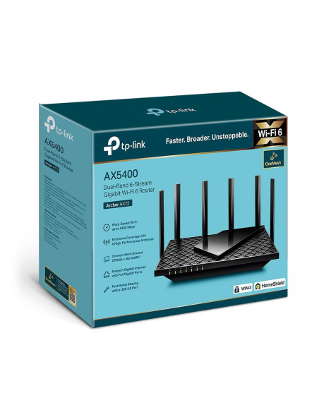 Wireless Router, TP-LINK, Wireless Router, 5400 Mbps, Wi-Fi 6, IEEE 802.11a, IEEE 802.11 b/g, IEEE 802.11n, IEEE 802.11ac, IEEE