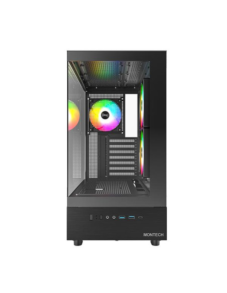 Case, MONTECH, XR, MidiTower, Not included, ATX, MicroATX, MiniITX, Colour Black, XR(B)