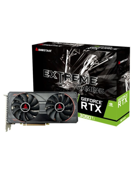 Graphics Card, BIOSTAR, NVIDIA GeForce RTX 3060 Ti, 8 GB, GDDR6, 256 bit, PCIE 4.0 16x, GPU 1410 MHz, Dual Slot Fansink, 1xHDMI