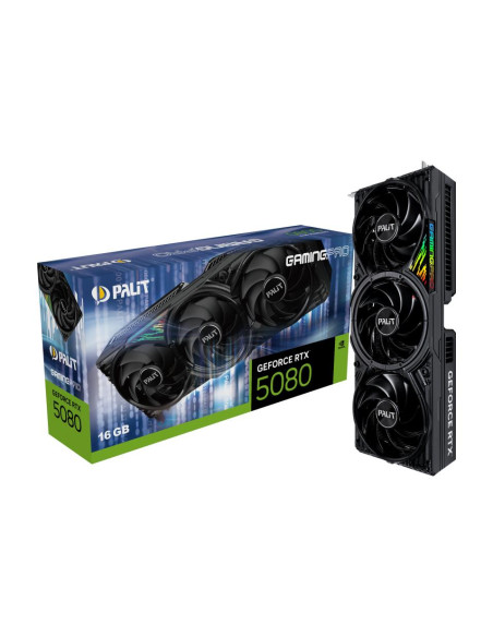 Graphics Card, PALIT, NVIDIA GeForce RTX 5080, 16 GB, GDDR7, 256 bit, PCIE 5.0 16x, GPU 2295 MHz, Triple slot Fansink, 1xHDMI, 