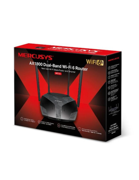 Wireless Router, MERCUSYS, 1800 Mbps, Wi-Fi 6, 1 WAN, 3x10/100/1000M, Number of antennas 4, MR70X