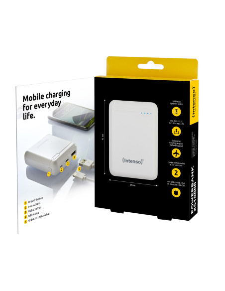 POWER BANK USB 10000MAH/WHITE XS10000 INTENSO