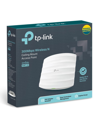 Access Point, TP-LINK, Omada, 300 Mbps, IEEE 802.11b, IEEE 802.11g, IEEE 802.11n, 1xRJ45, Number of antennas 2, EAP110