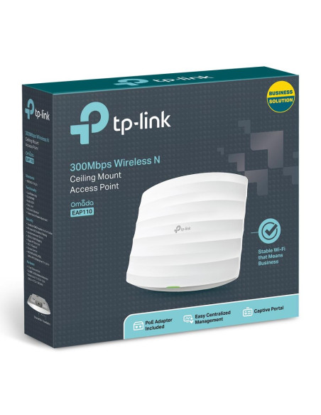 Access Point, TP-LINK, Omada, 300 Mbps, IEEE 802.11b, IEEE 802.11g, IEEE 802.11n, 1xRJ45, Number of antennas 2, EAP110