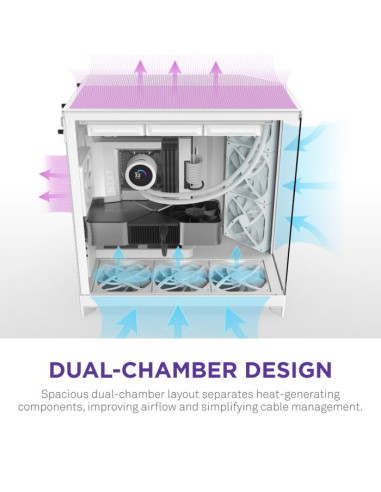 Case, NZXT, ATX/micro ATX/Mini-ITX/EATX, White, Midi Tower, PC, CM-H92FW-01