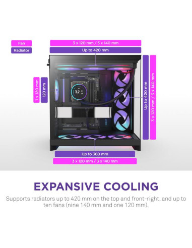 Case, NZXT, ATX/micro ATX/Mini-ITX/EATX, Black, Midi Tower, PC, CM-H92FB-R1