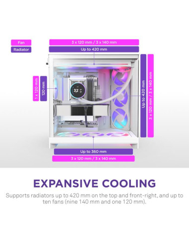 Case, NZXT, ATX/micro ATX/Mini-ITX/EATX, White, Midi Tower, PC, CM-H92FW-R1