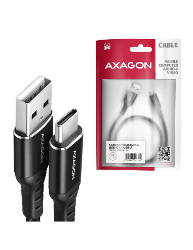 CABLE USB-C TO USB2.0 1.5M/BLACK BUCM-AM15AB AXAGON