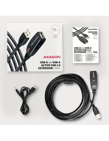 CABLE USB2.0 A-M/A-F ACTIVE/15M ADR-215 AXAGON