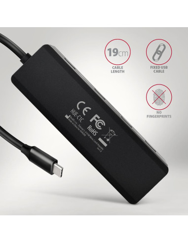 I/O HUB USB-C TRAVEL/0.19M HUE-C1C AXAGON