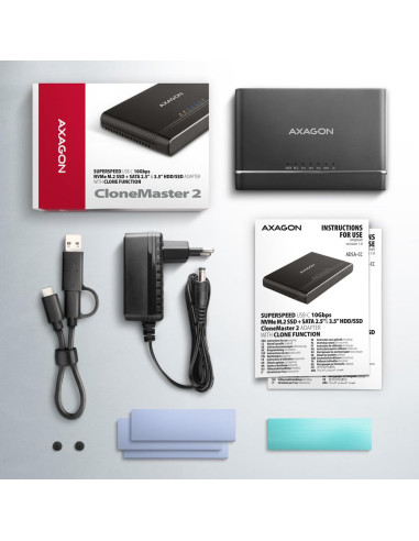 SSD ACC ADAPTER USB-C/M.2&SATA/10GBPS 0.1M ADSA-CC AXAGON