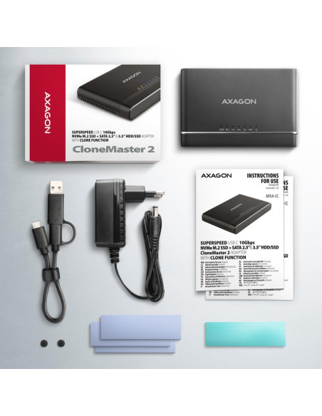 SSD ACC ADAPTER USB-C/M.2&SATA/10GBPS 0.1M ADSA-CC AXAGON