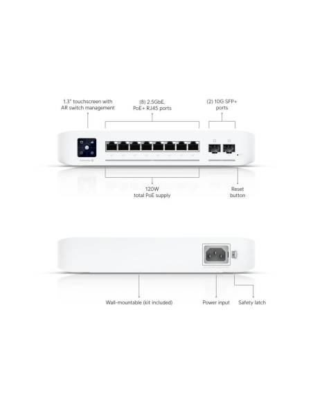 Switch, UBIQUITI, Switch Enterprise 8 PoE, Type L3, 8x2.5GbE, 2xSFP+, PoE ports 8, 120 Watts, USW-ENTERPRISE-8-POE