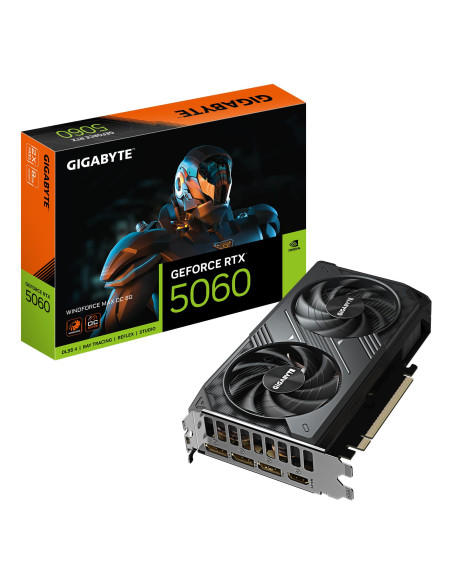 Graphics Card, GIGABYTE, NVIDIA, GeForce RTX 5060, 2512 MHz, 8 GB, GDDR7, 128 bit, PCI Express 5.0, Active, GV-N5060WF2MAXOC-8G