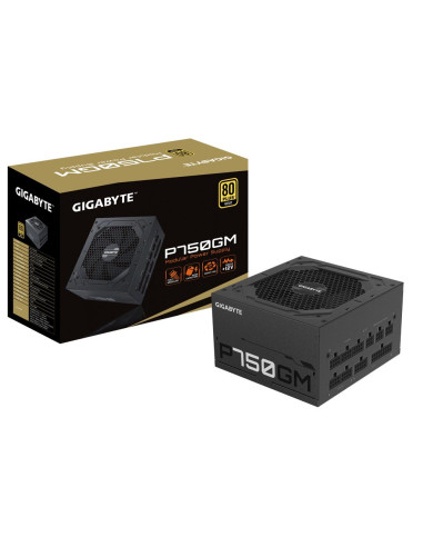 Power Supply, GIGABYTE, GP-P750GM, 750 Watts, Efficiency 80 PLUS GOLD, PFC Active, MTBF 100000 hours, GP-P750GM