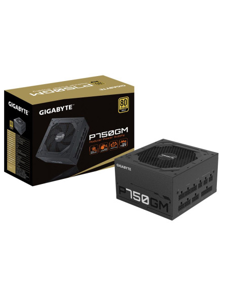 Power Supply, GIGABYTE, GP-P750GM, 750 Watts, Efficiency 80 PLUS GOLD, PFC Active, MTBF 100000 hours, GP-P750GM