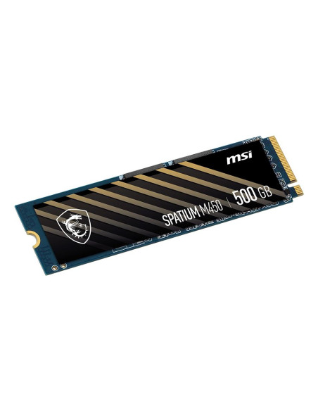 SSD, MSI, SPATIUM M450, 500GB, M.2, PCIe Gen4, NVMe, 3D NAND, Write speed 2300 MBytes/sec, Read speed 3600 MBytes/sec, 2.15mm, 