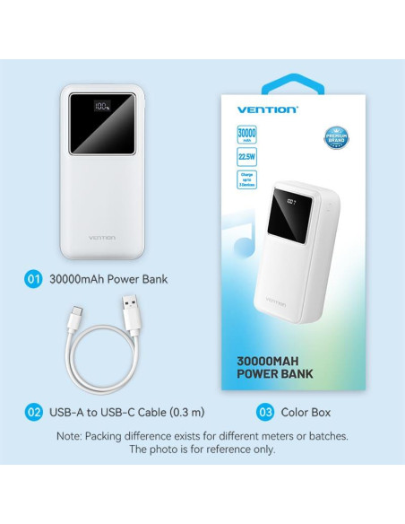 POWER BANK USB 30000MAH 22.5W/WHITE FHMW0 VENTION