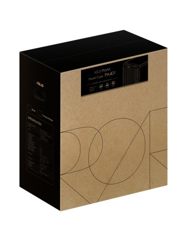 Case, ASUS, ProArt PA401 Wood Edition - Tempered Glass Panel, MidiTower, Case product features Transparent panel, Not included,