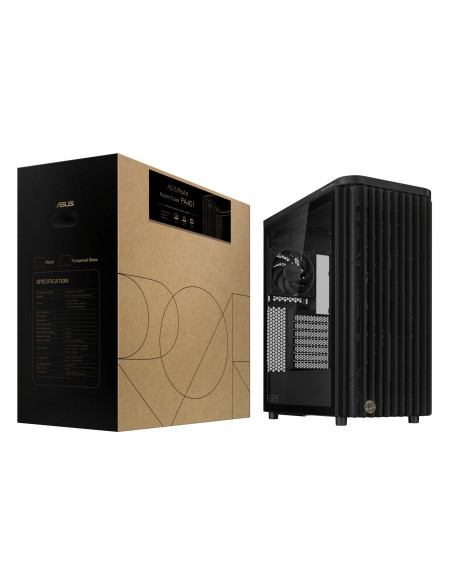 Case, ASUS, ProArt PA401 Wood Edition - Tempered Glass Panel, MidiTower, Case product features Transparent panel, Not included,