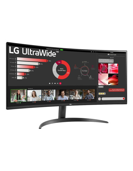 LCD Monitor, LG, 34", Curved/21 : 9, Panel VA, 3440x1440, 21:9, 100 Hz, 5 ms, Tilt, 34WR50QK-B
