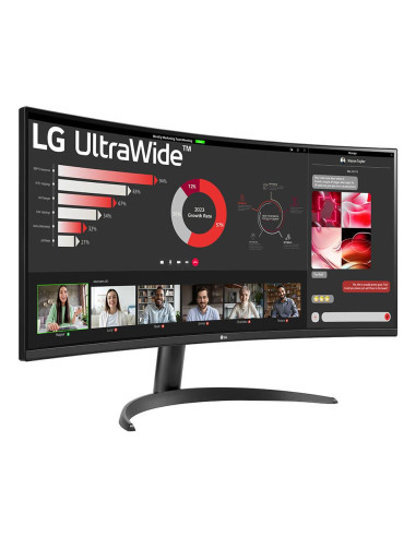LCD Monitor, LG, 34", Curved/21 : 9, Panel VA, 3440x1440, 21:9, 100 Hz, 5 ms, Tilt, 34WR50QK-B