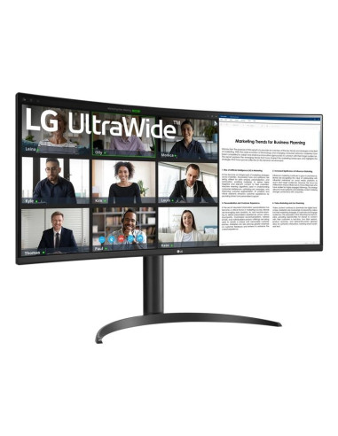 LCD Monitor, LG, 34WR55QK-B, 34", Business/Curved/21 : 9, Panel VA, 3440x1440, 21:9, 100Hz, 5 ms, Height adjustable, Tilt, Colo