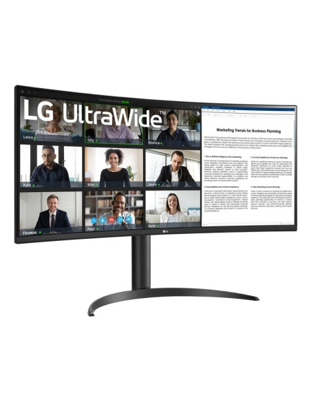 LCD Monitor, LG, 34WR55QK-B, 34", Business/Curved/21 : 9, Panel VA, 3440x1440, 21:9, 100Hz, 5 ms, Height adjustable, Tilt, Colo