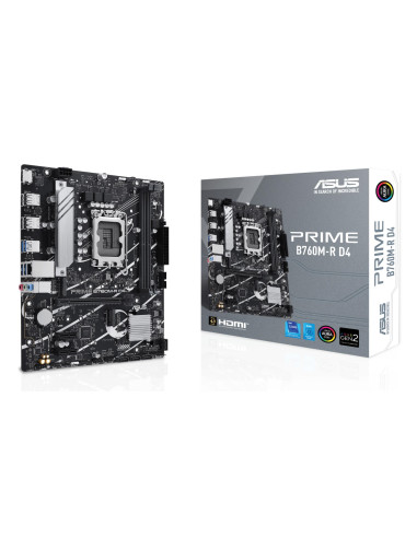 Mainboard, ASUS, Intel B760 Express, LGA1700, Micro-ATX, Memory DDR4, Memory slots 2, 2xPCI-Express 4.0 1x, 1xPCI-Express 4.0 1