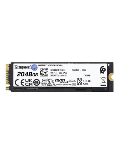 SSD, KINGSTON, KC3000, 2TB, M.2, NVMe, 3D TLC, Write speed 7000 MBytes/sec, Read speed 7000 MBytes/sec, MTBF 1800000 hours, SKC