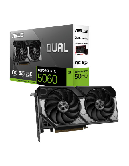 Graphics Card, ASUS, NVIDIA GeForce RTX 5060, 8 GB, GDDR7, 128 bit, PCIE 5.0 16x, Dual Slot Fansink, 1xHDMI, 3xDisplayPort, DUA