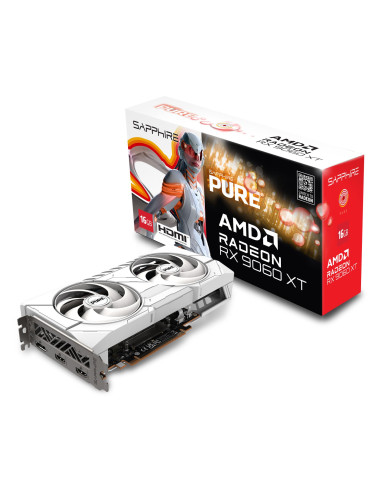 Graphics Card, SAPPHIRE, AMD Radeon RX 9060 XT, 16 GB, GDDR6, 128 bit, Dual Slot Fansink, 11350-02-20G