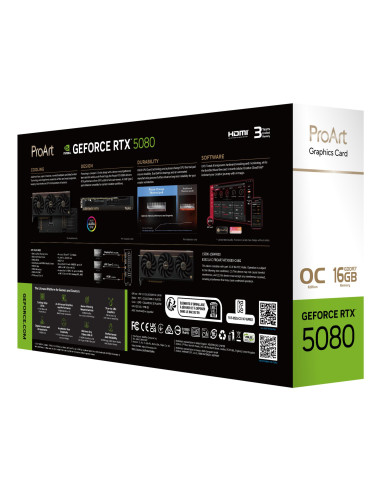 Graphics Card, ASUS, NVIDIA, GeForce RTX 5080, 16 GB, GDDR7, 256 bit, PCI Express 5.0, Active, PROART-RTX5080-O16G