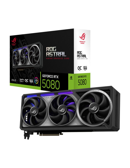 Graphics Card, ASUS, NVIDIA GeForce RTX 5080, 16 GB, GDDR7, 256 bit, PCIE 5.0 16x, Triple slot Fansink, 2xHDMI, 3xDisplayPort, 