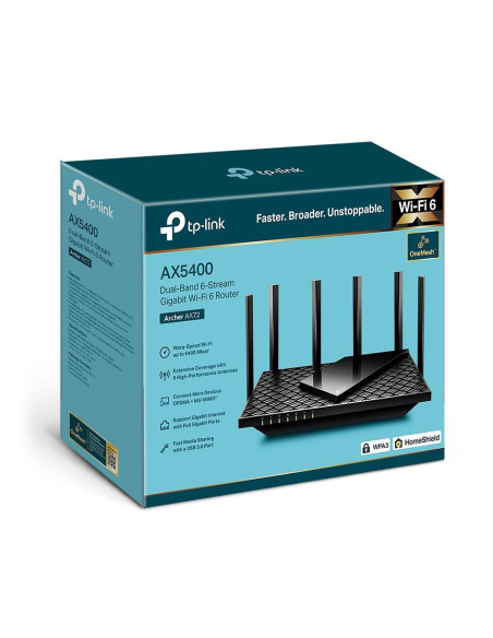 Wireless Router, TP-LINK, Wireless Router, 5400 Mbps, USB 3.0, 1 WAN, 4x10/100/1000M, Number of antennas 6, ARCHERAX72