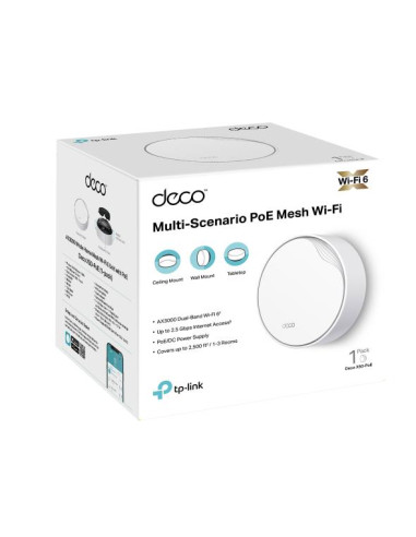 Wireless Router, TP-LINK, Wireless Router, 3000 Mbps, Mesh, Wi-Fi 6, 1x10/100/1000M, 1x2.5GbE, DHCP, DECOX50-POE(1-PACK)