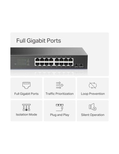 Switch, MERCUSYS, MS116GS, 16x10Base-T / 100Base-TX / 1000Base-T, MS116GS