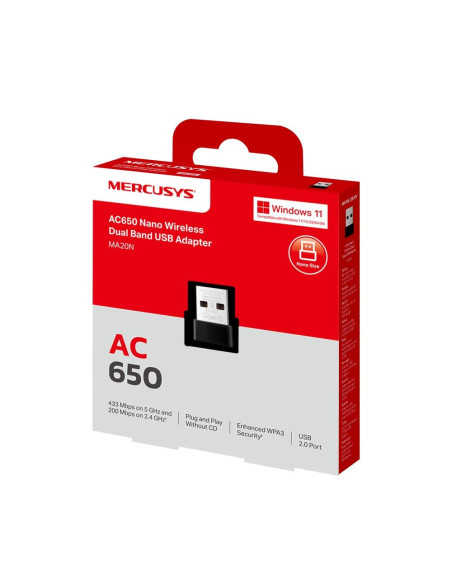 WRL ADAPTER 650MBPS USB NANO/MA20N MERCUSYS
