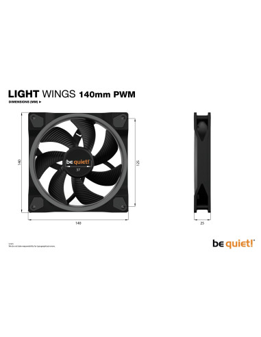 CASE FAN 140MM LIGHT WINGS/BL074 BE QUIET