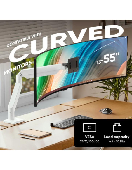 MONITOR ACC DESK MOUNT/15-42" BLK/WHT G110-BW ONKRON