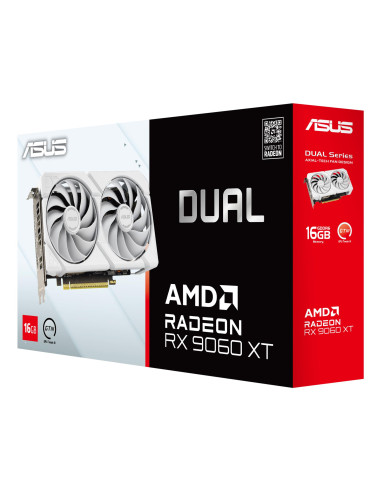 Graphics Card, ASUS, AMD, Radeon RX 9060 XT, 16 GB, GDDR6, PCI Express 5.0, Active, DUAL-RX9060XT-16G-WH