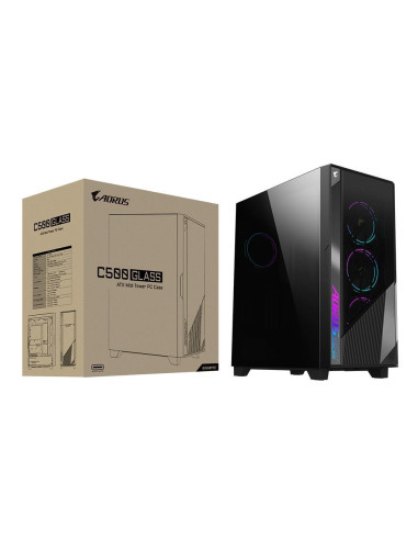 Case, GIGABYTE, AORUS C500 GLASS, MidiTower, Not included, ATX, EATX, MicroATX, MiniITX, Colour Black, AC500G