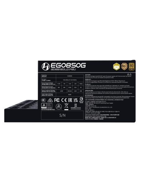 Power Supply, LIAN LI, EDGE GOLD 850, 850 Watts, Efficiency 80 PLUS GOLD, PFC Active, G9P.EG0850G.B000.EU