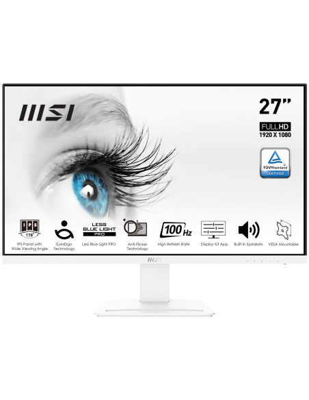 LCD Monitor, MSI, PRO MP273AW, 27", Business, Panel IPS, 1920x1080, 16:9, 100Hz, Matte, 4 ms, Speakers, Tilt, Colour White, PRO