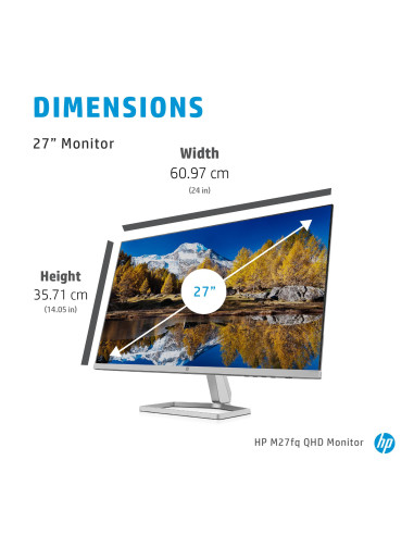 LCD Monitor, HP, 27 ", 2560 x 1440 pixels, Quad HD, Native aspect ratio 16:9, LCD, Flat, 2H4B5E9